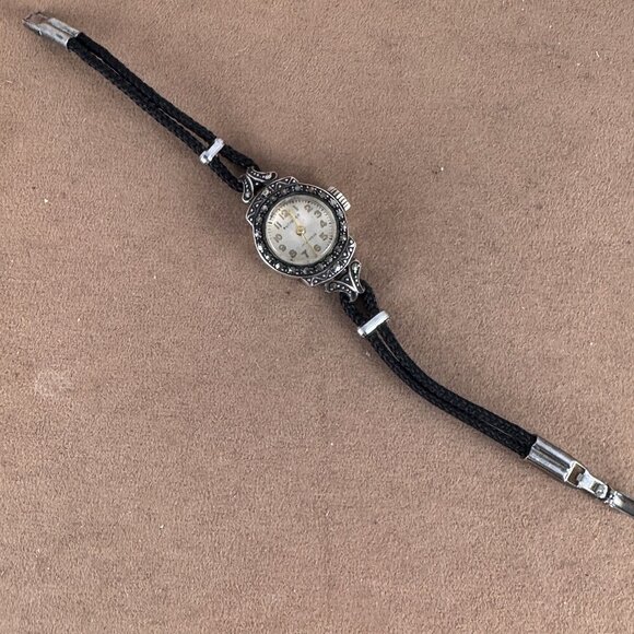Vintage Elegant 1930s Bucherer Ladies Swiss Made Marcasite Watch .800 Silver main image 9